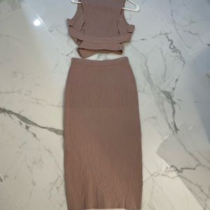 Jonathan Simkhai blush pink crop top set S skirt and M top.